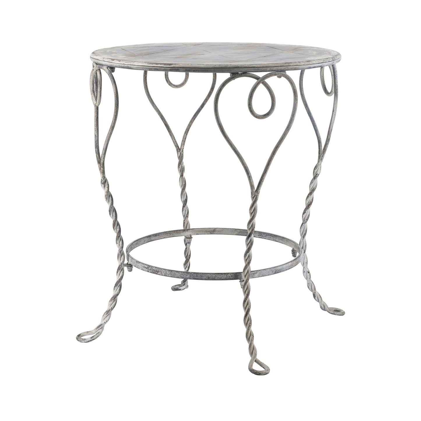 Gray Iron Heart Side Table - Outdoor Patio Decor