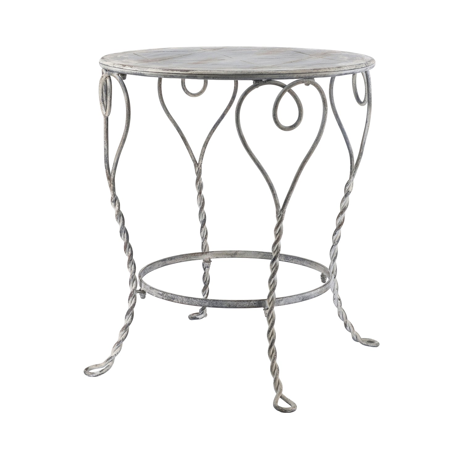 Gray Iron Heart Side Table - Outdoor Patio Decor