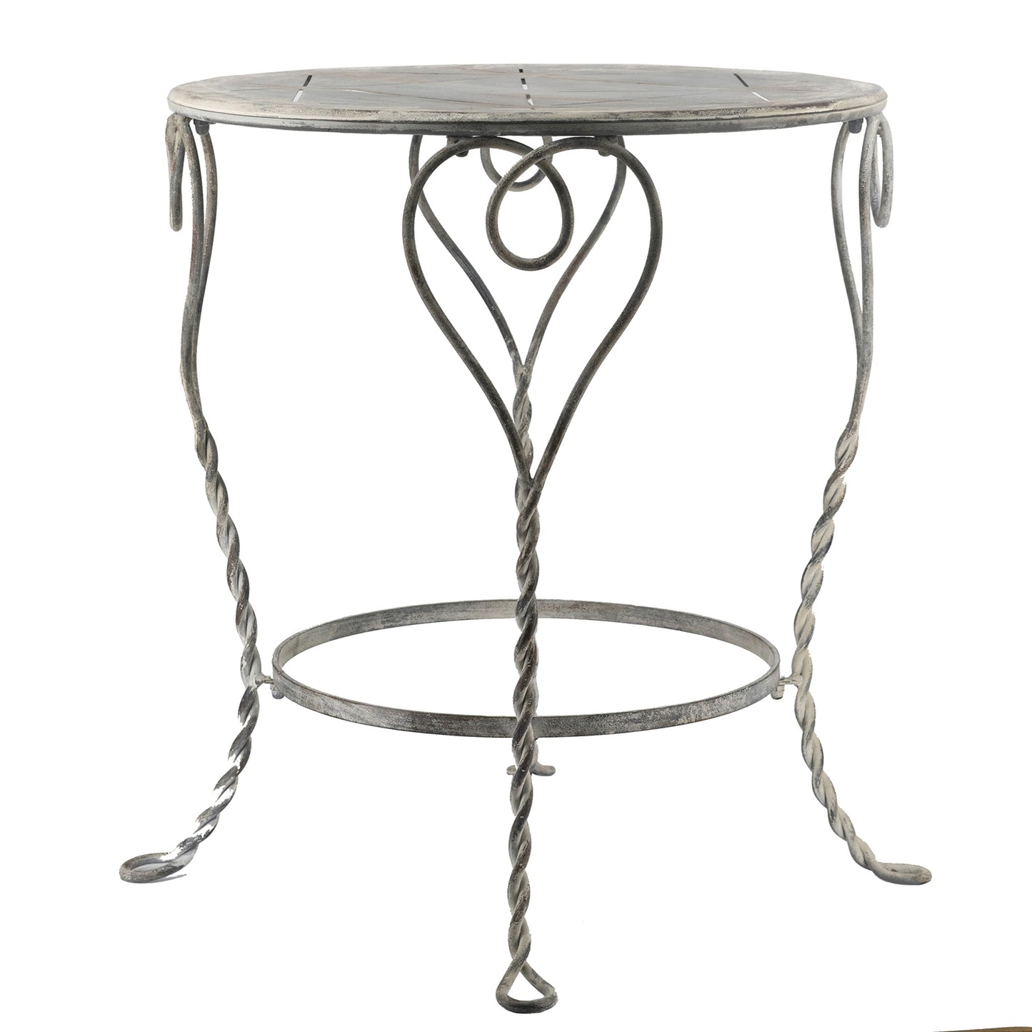 Gray Iron Heart Side Table - Outdoor Patio Decor
