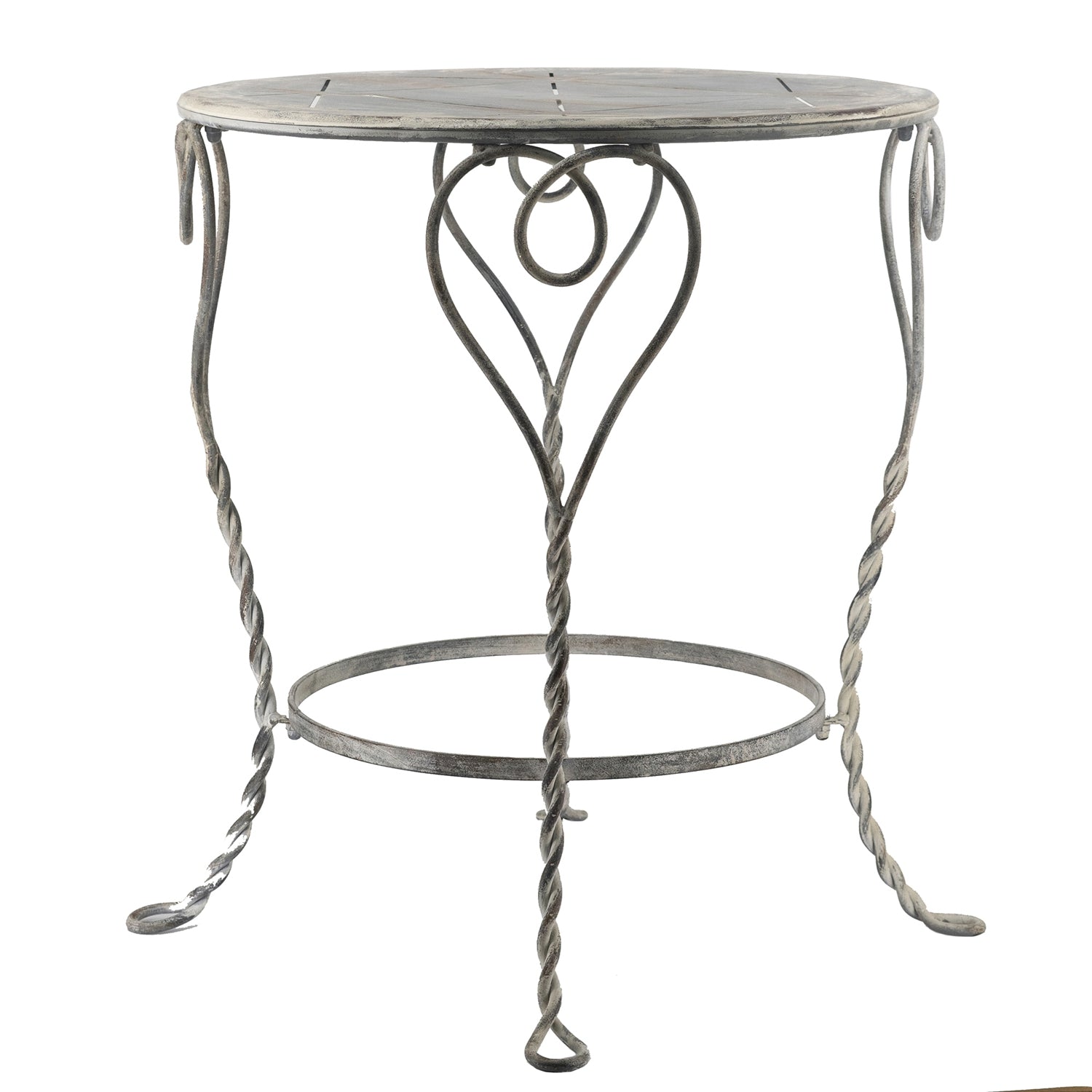 Gray Iron Heart Side Table - Outdoor Patio Decor