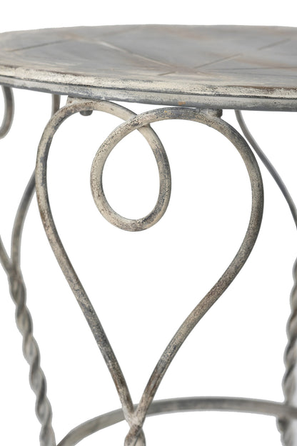 Gray Iron Heart Side Table - Outdoor Patio Decor