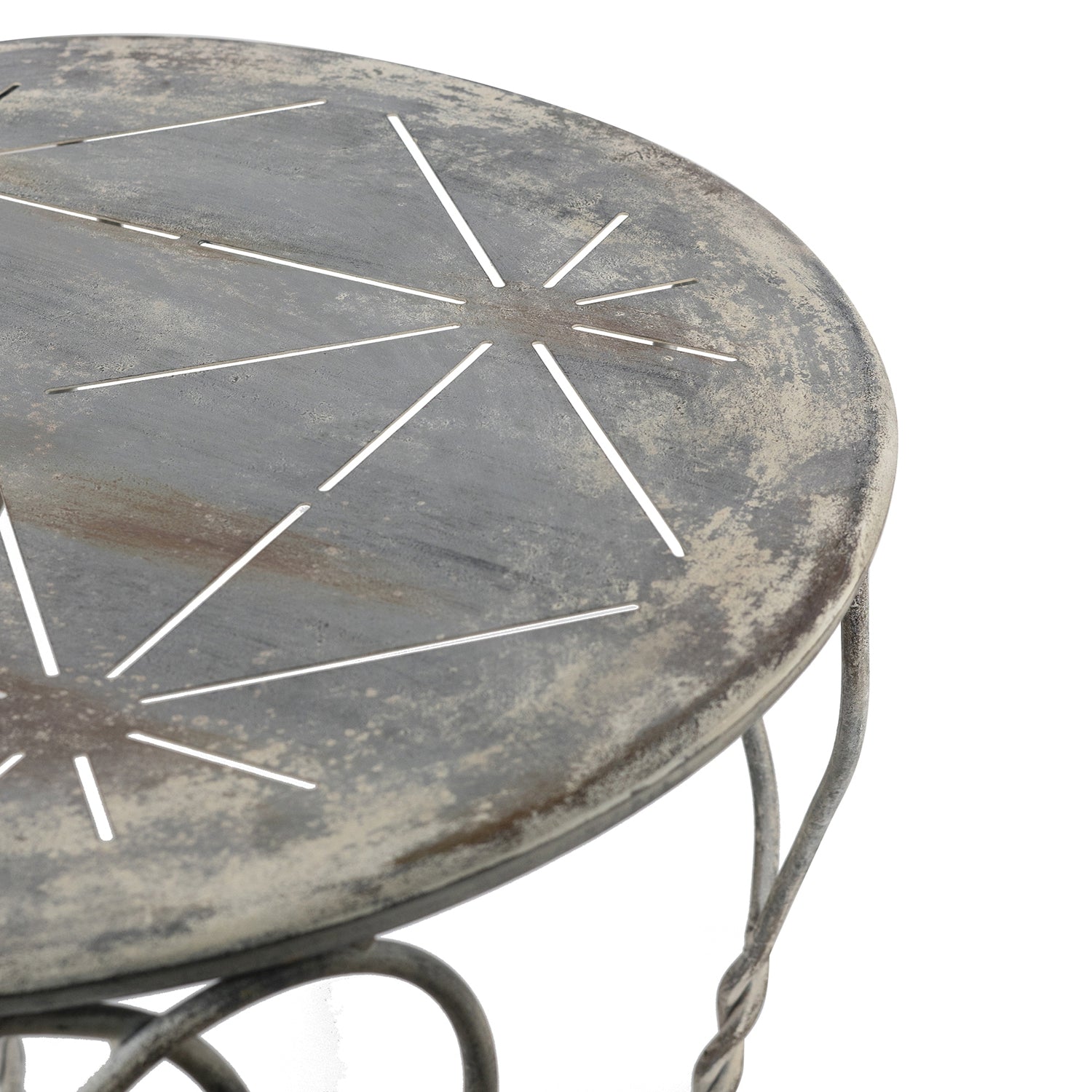 Gray Iron Heart Side Table - Outdoor Patio Decor