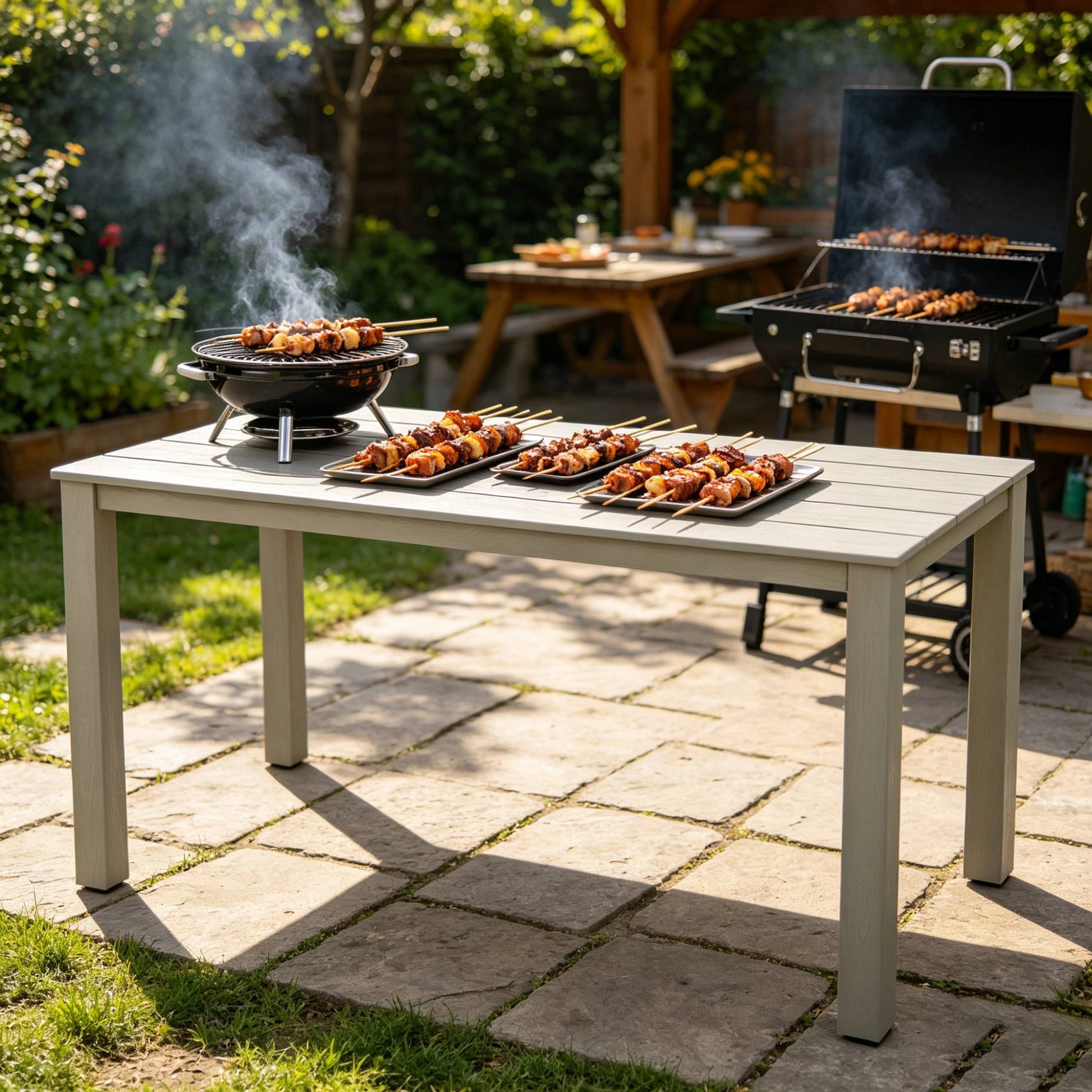 68.9-Inch Simple High-Quality Dining Table For Outdoor Picnics & Patio Casual Meals,HIPS material