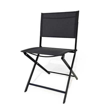 Black 2 Person Patio Bistro Set - Folding Outdoor Table and Chairs