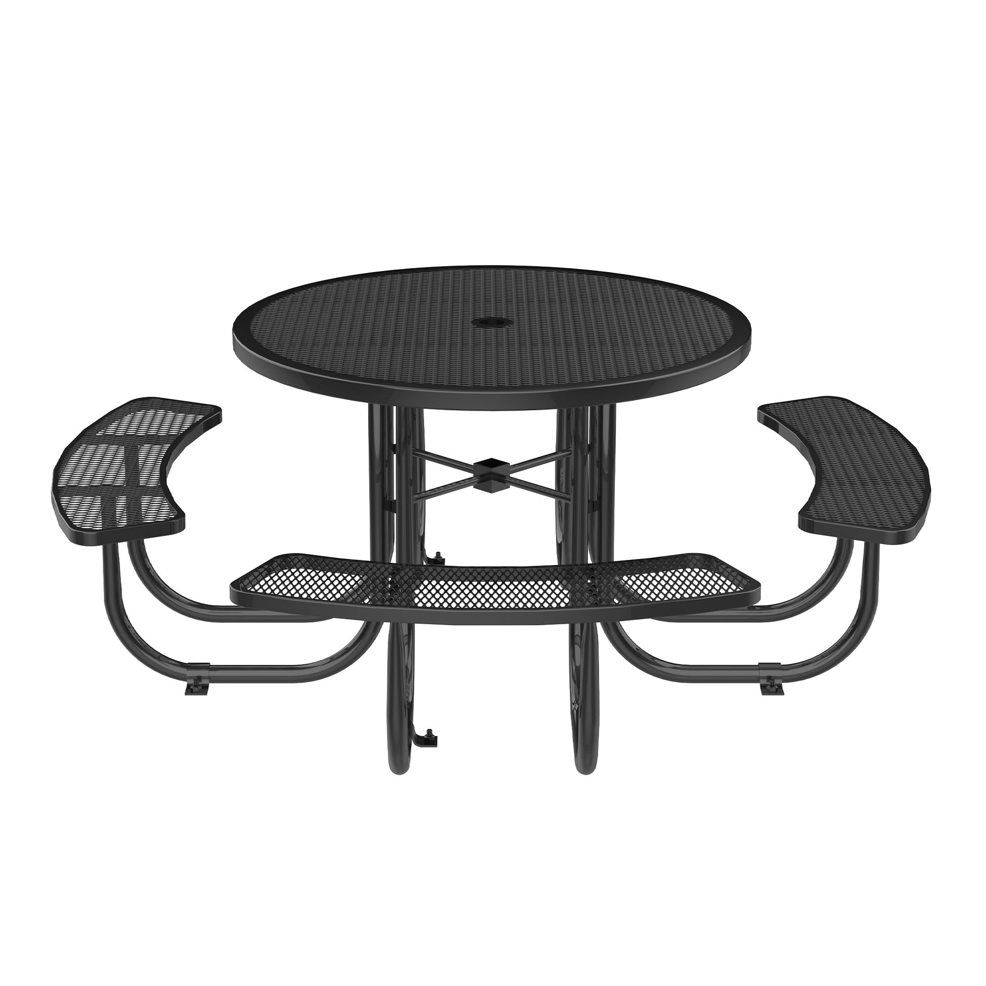 46-Inch Black Round Picnic Table with Umbrella Hole