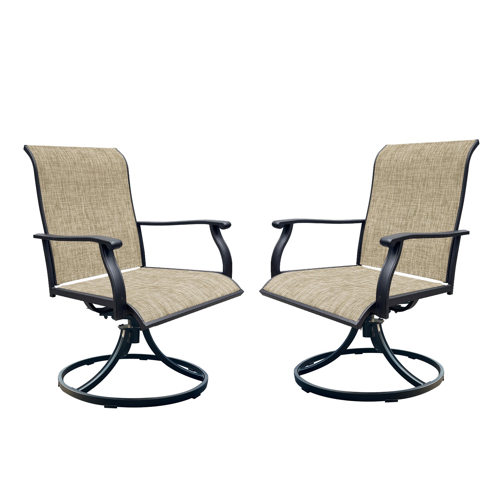 Black Brown Swivel Dining Chairs Set for Outdoor Patio Deck Seating