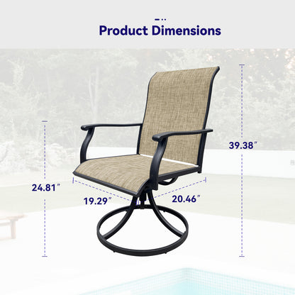 Black Brown Swivel Dining Chairs Set for Outdoor Patio Deck Seating