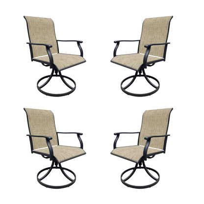 Black Brown Swivel Dining Chairs Set for Outdoor Patio Deck Seating