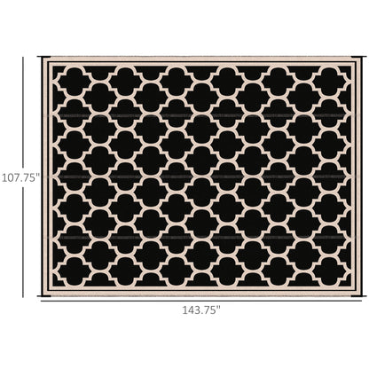 9' x 12' Black Outdoor Patio Rug - Waterproof Camping Carpet
