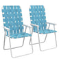 Outsunny Set of 2 Patio Folding Chairs, Classic Outdoor Camping Chairs, Portable Lawn Chairs for Camping, Garden, Pool, Beach, Backyard w/ Armrests, Blue