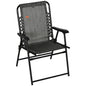 Outsunny Patio Folding Chair, Outdoor Bungee Sling Chair w/ Armrests, Portable Lawn Chair for Camping, Garden, Pool, Beach, Backyard, Gray