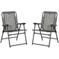 Outsunny Set of 2 Patio Folding Chairs, Outdoor Bungee Sling Chairs w/ Armrests, Portable Lawn Chairs for Camping, Garden, Pool, Beach, Backyard, Gray