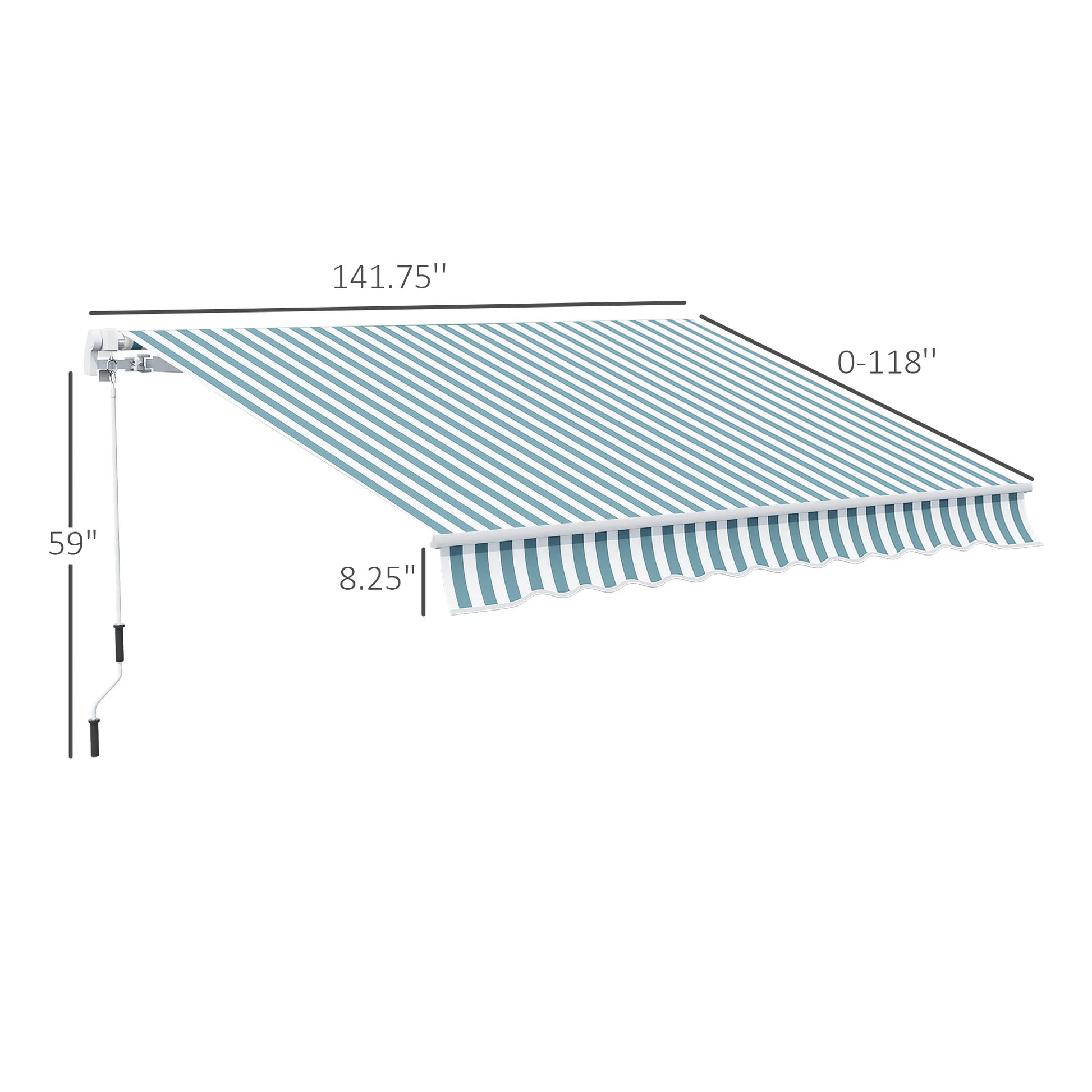 12' x 10' Retractable Awning - Green Aluminum Shade