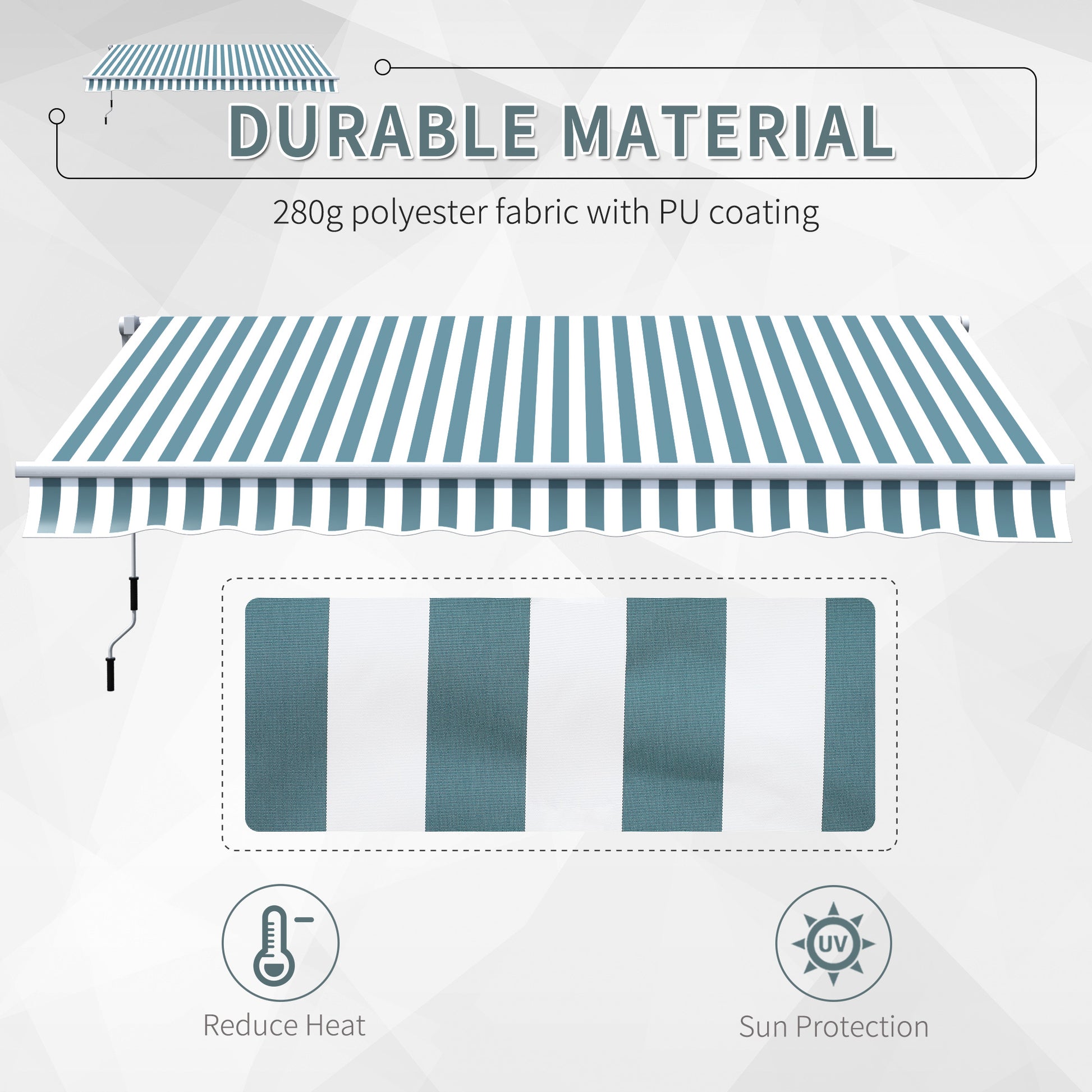 12' x 10' Retractable Awning - Green Aluminum Shade