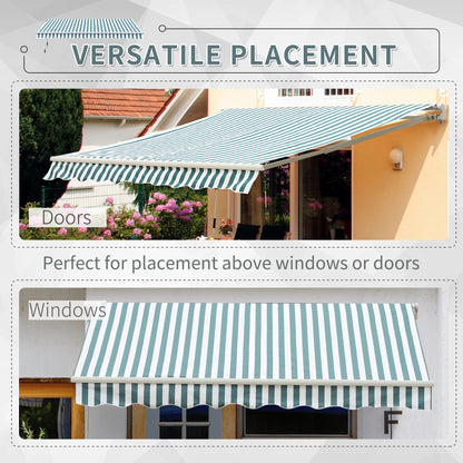 12' x 10' Retractable Awning - Green Aluminum Shade