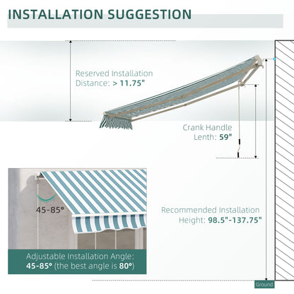 12' x 10' Retractable Awning - Green Aluminum Shade