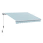 Outsunny 12' x 10' Retractable Awning Patio Awnings Sun Shade Shelter with Manual Crank Handle, 280g/m² UV & Water-Resistant Fabric and Aluminum Frame for Deck, Balcony, Yard, Green and White