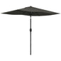 Outsunny 6.5' x 10' Rectangular Market Umbrella, Patio Outdoor Table Umbrella with Crank and Push Button Tilt, Dark Gray