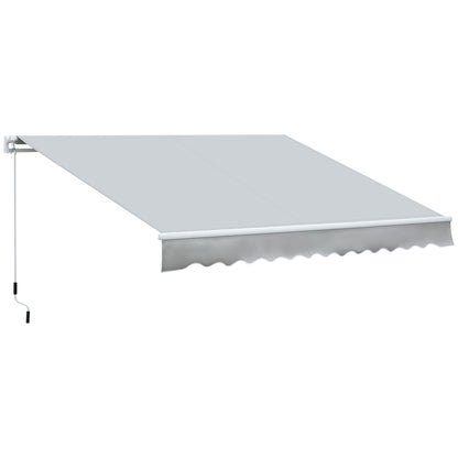 Outsunny 12' x 8' Retractable Awning Patio Awnings Sun Shade Shelter with Manual Crank Handle, 280g/m² UV & Water-Resistant Fabric and Aluminum Frame for Deck, Balcony, Yard, Light Grey