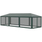 Outsunny 10' x 28' Party Tent Canopy, Outdoor Event Shelter Gazebo with 8 Removable Mesh Sidewalls, Zipper Doors, Steel Frame, Green