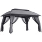 Outsunny 10' x 13' Patio Gazebo, Outdoor Gazebo Canopy Shelter with Netting, Vented Roof, Steel Frame for Garden, Lawn, Backyard, and Deck, Dark Gray