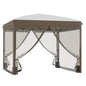 Outsunny 10' x 10' Pop Up Canopy Tent with Netting, Instant Sun Shelter, Tents for Parties, Height Adjustable, with Wheeled Carry Bag and 4 Sand Bags for Outdoor, Garden, Patio, Cream