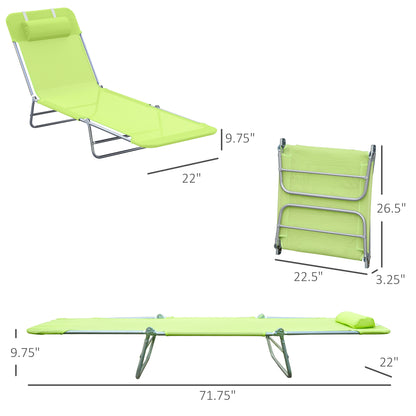 Folding Green Steel Patio Lounge Chair - Outdoor Sun Chair