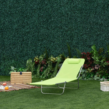 Folding Green Steel Patio Lounge Chair - Outdoor Sun Chair