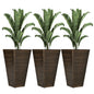 Outsunny 28" Tall Outdoor Planters, Set of 3 Large Taper Planters with Drainage Holes and Plug, Faux Wood Plastic Flower Pots for Outdoor, Indoor, Garden, Patio, Brown