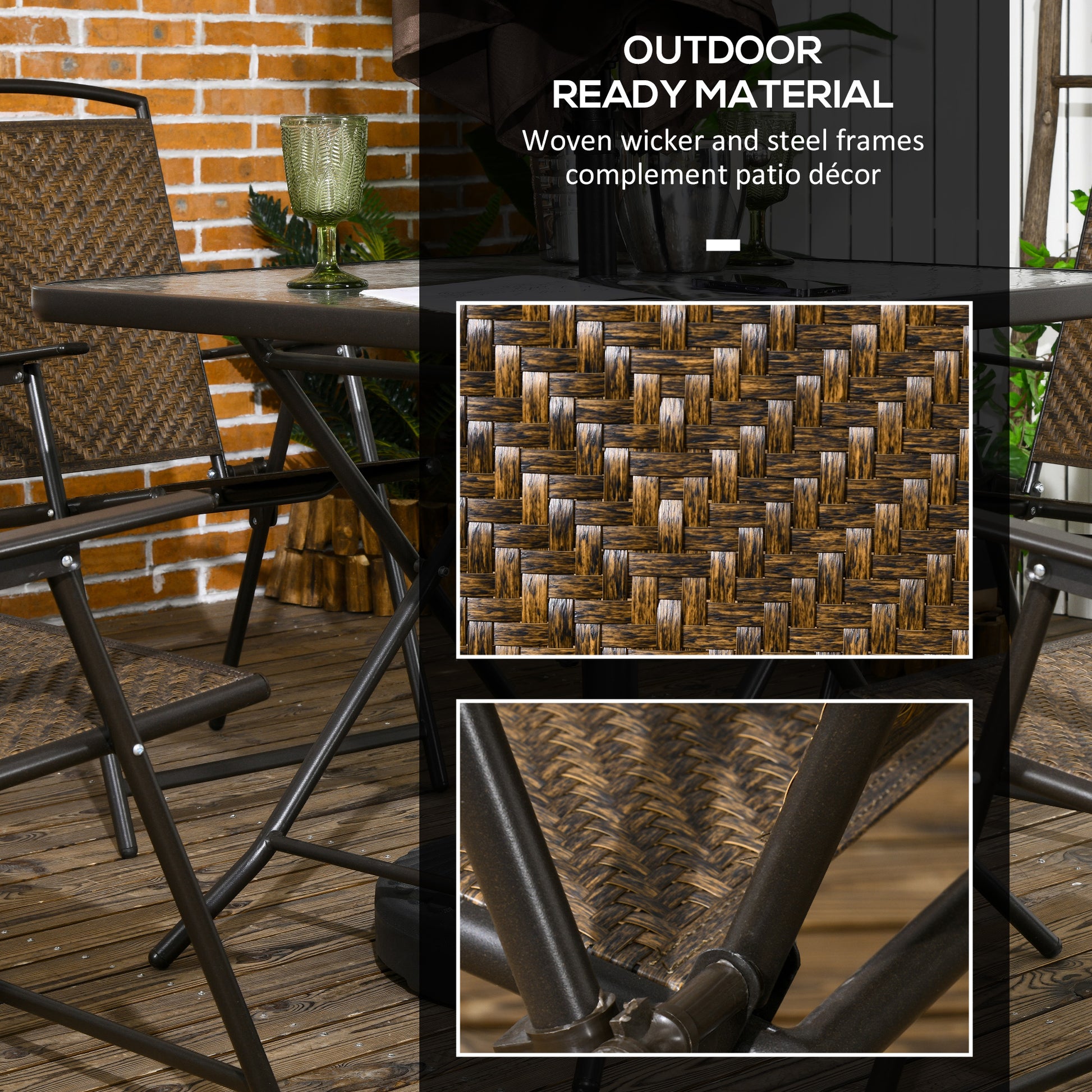 Brown Rattan Outdoor Dining Set for Garden & Poolside Patio