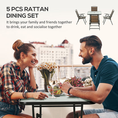 Brown Rattan Outdoor Dining Set for Garden & Poolside Patio