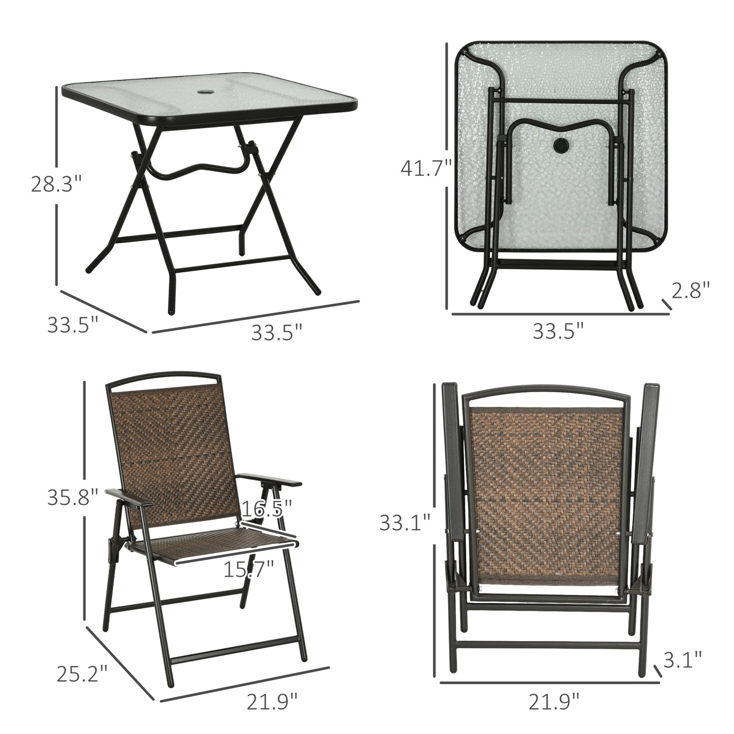 Brown Rattan Outdoor Dining Set for Garden & Poolside Patio