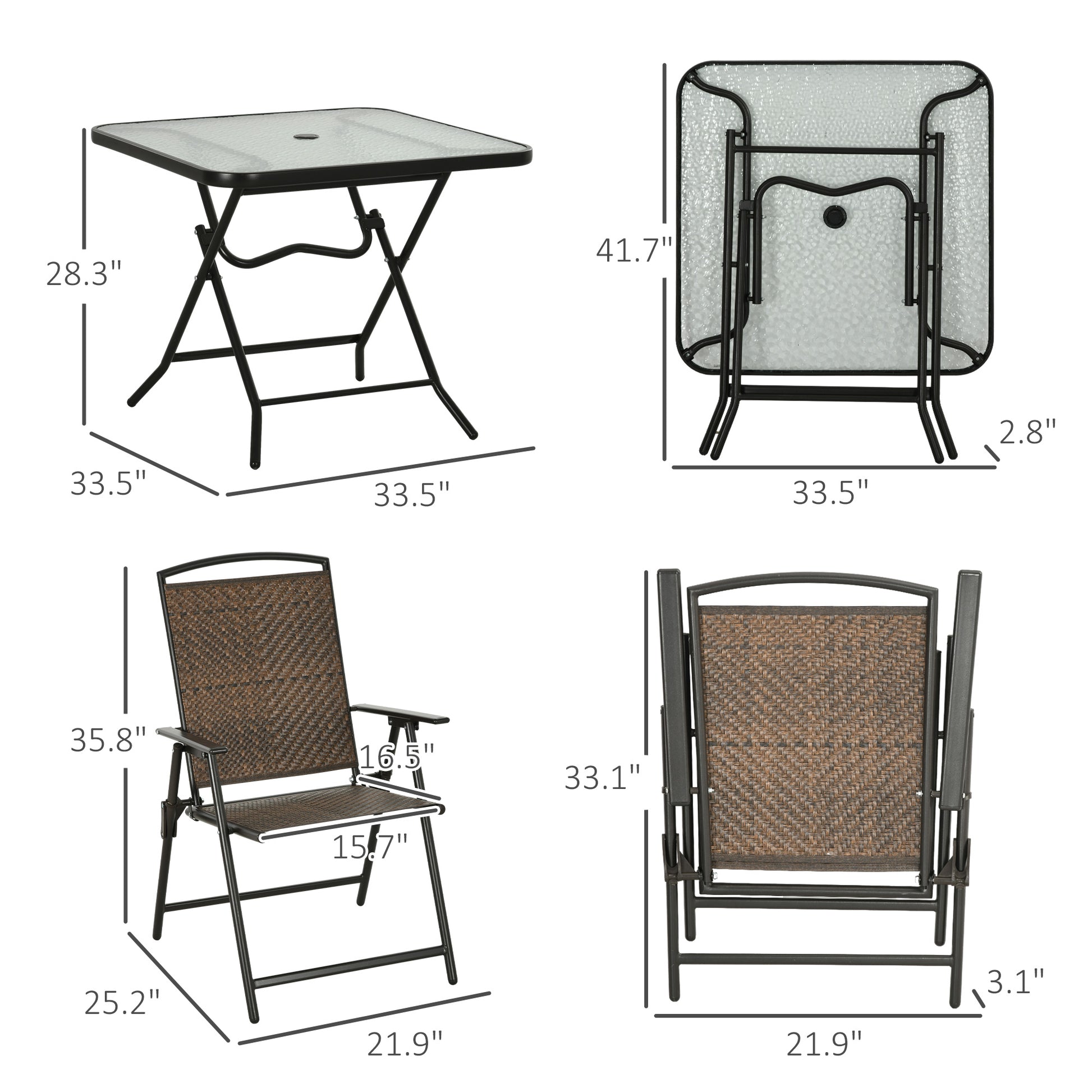 Brown Rattan Outdoor Dining Set for Garden & Poolside Patio