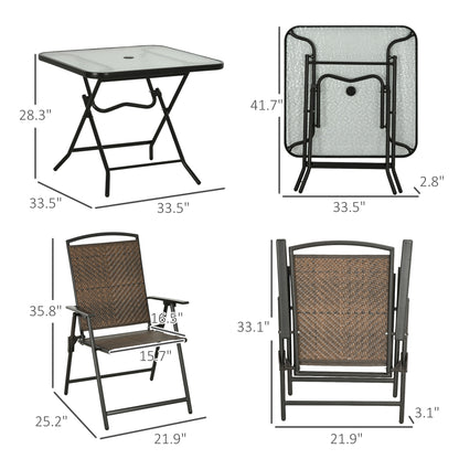 Brown Rattan Outdoor Dining Set for Garden & Poolside Patio