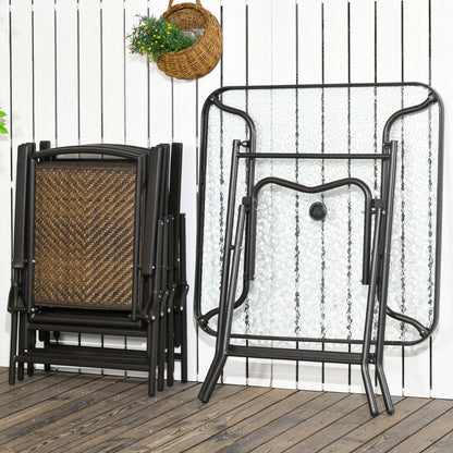 Brown Rattan Outdoor Dining Set for Garden & Poolside Patio