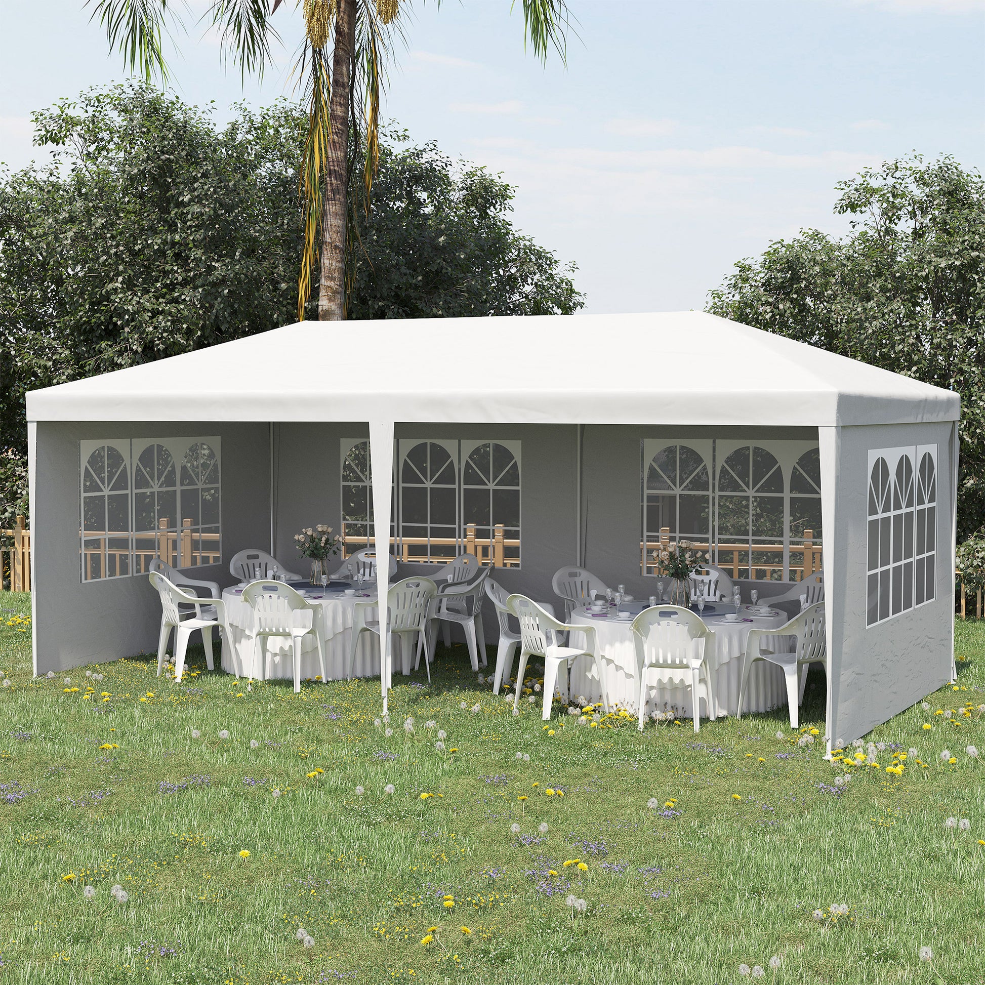 Outsunny 10' x 20' Party Tent - White Steel Frame, Shade Shelter for Weddings &
