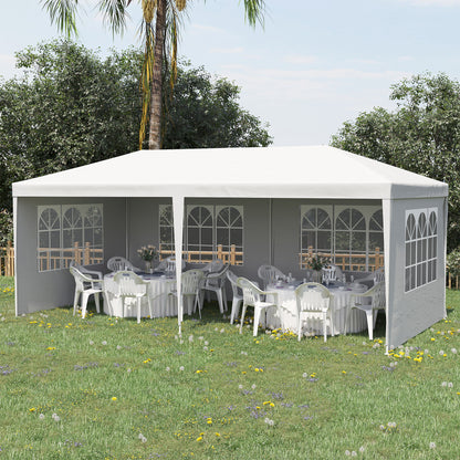 Outsunny 10' x 20' Party Tent - White Steel Frame, Shade Shelter for Weddings &