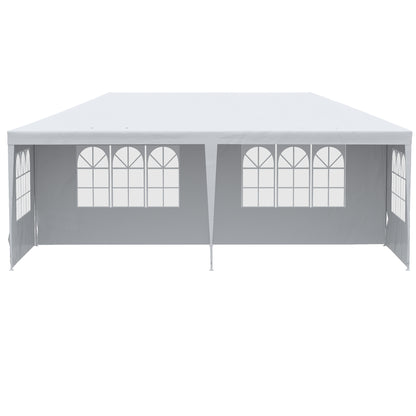 Outsunny 10' x 20' Party Tent - White Steel Frame, Shade Shelter for Weddings &