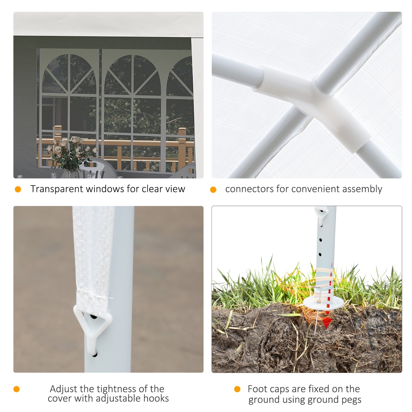 Outsunny 10' x 20' Party Tent - White Steel Frame, Shade Shelter for Weddings &