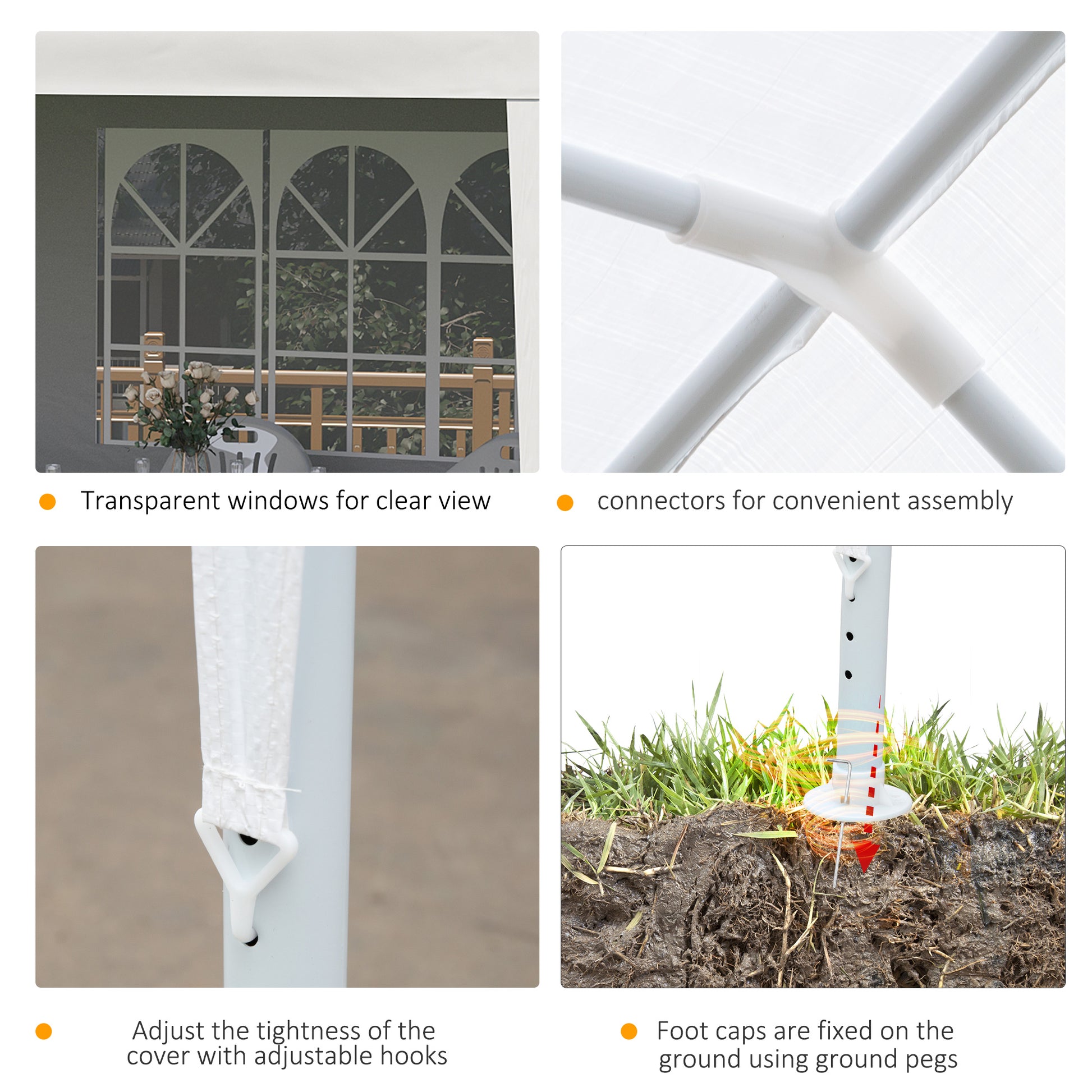 Outsunny 10' x 20' Party Tent - White Steel Frame, Shade Shelter for Weddings &