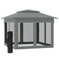 Outsunny 11' x 11' Pop Up Canopy, Outdoor Patio Gazebo Shelter with Removable Zipper Netting, Instant Event Tent w/ 114 Square Feet of Shade and Carry Bag for Backyard, Garden, Dark Gray