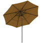 Outsunny 9FT 3 Tiers Patio Umbrella Outdoor Market Umbrella with Crank, Push Button Tilt for Deck, Backyard and Lawn, Tan