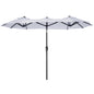 Outsunny Double-sided Patio Umbrella 9.5' Large Outdoor Market Umbrella with Push Button Tilt and Crank, 3 Air Vents and 12 Ribs, for Garden, Deck, Pool, White