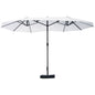 Outsunny Patio Umbrella 15' Steel Rectangular Outdoor Double Sided Market with base, Sun Protection & Easy Crank for Deck Pool Patio, Beige