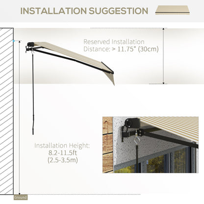 Beige Retractable Awning for Garden or Poolside Shade with Aluminum Frame