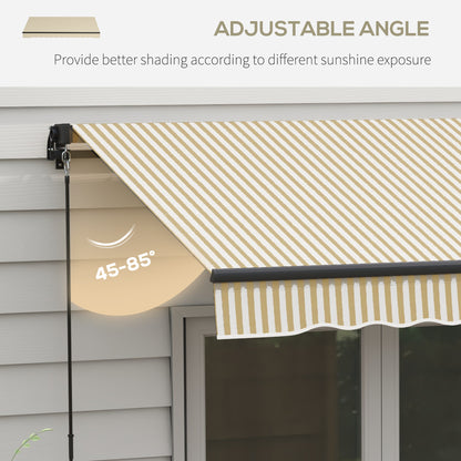 Beige Retractable Awning for Garden or Poolside Shade with Aluminum Frame