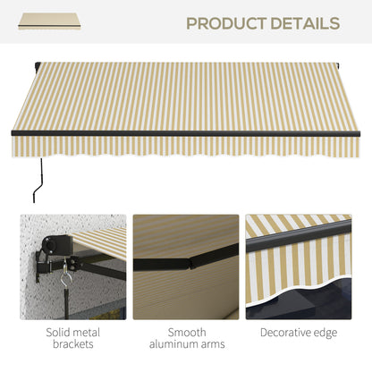Beige Retractable Awning for Garden or Poolside Shade with Aluminum Frame