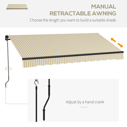 Beige Retractable Awning for Garden or Poolside Shade with Aluminum Frame