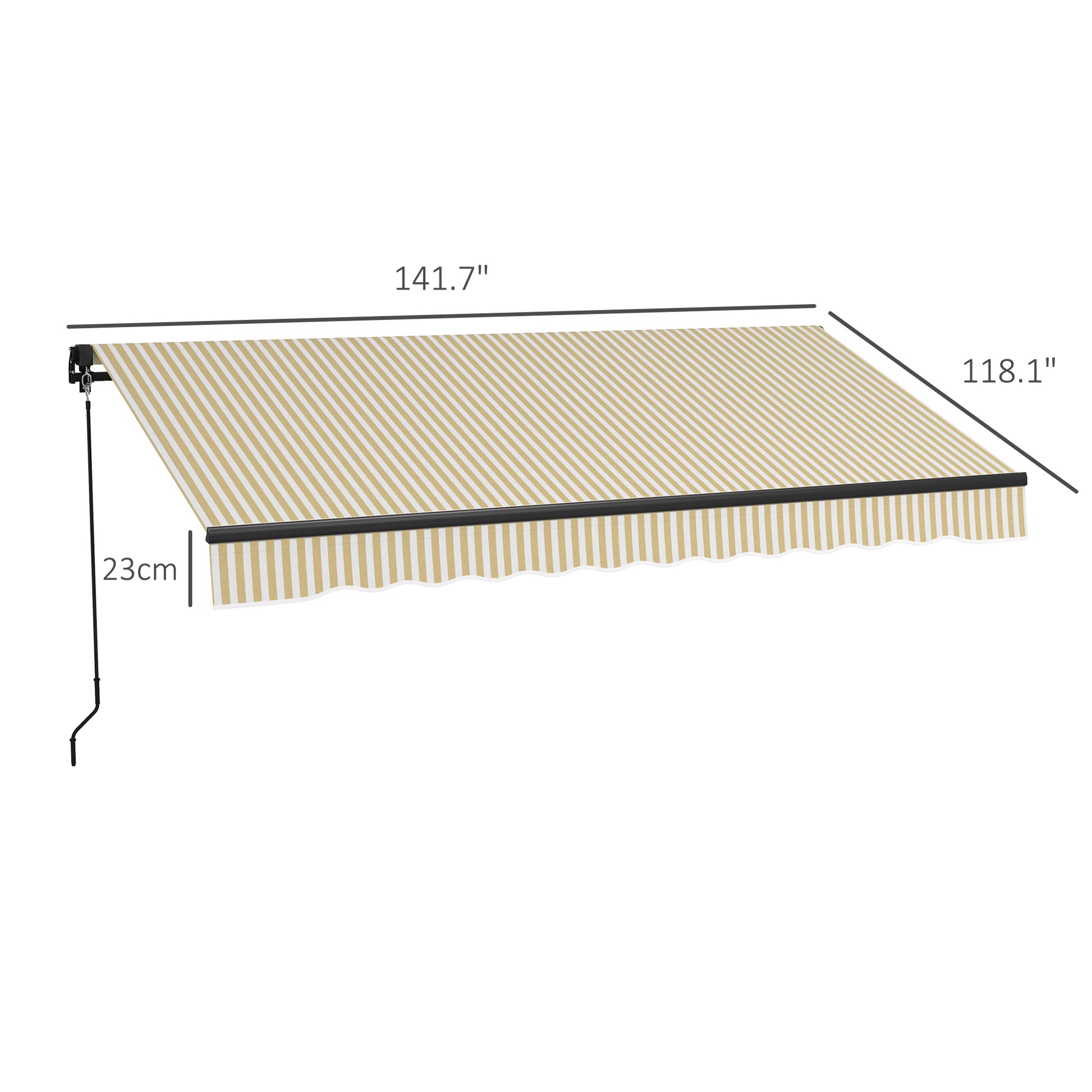 Beige Retractable Awning for Garden or Poolside Shade with Aluminum Frame