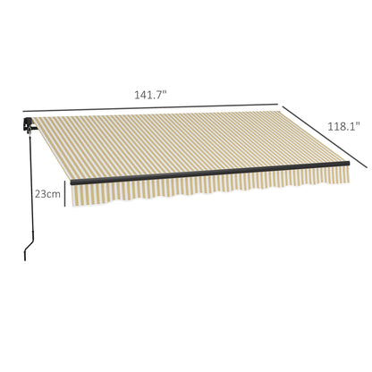 Beige Retractable Awning for Garden or Poolside Shade with Aluminum Frame
